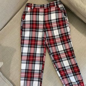 ASOS DESIGN cigarette trousers in cropped length in red check